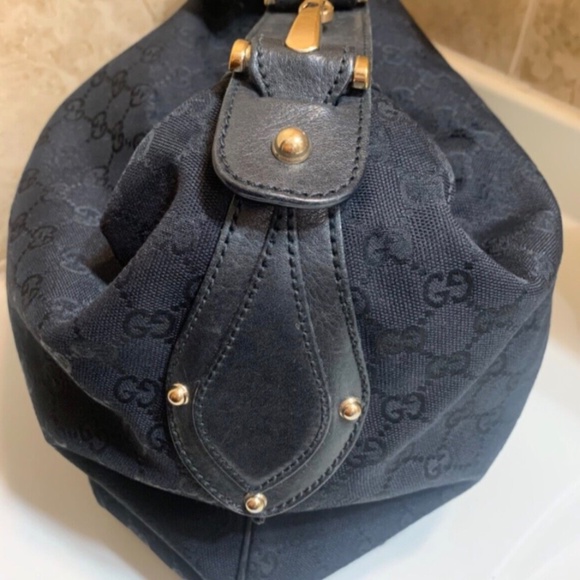 Gucci Monogram GG Black Horsebit handle Canvas Material Hobo Bag large - Picture 3 of 9